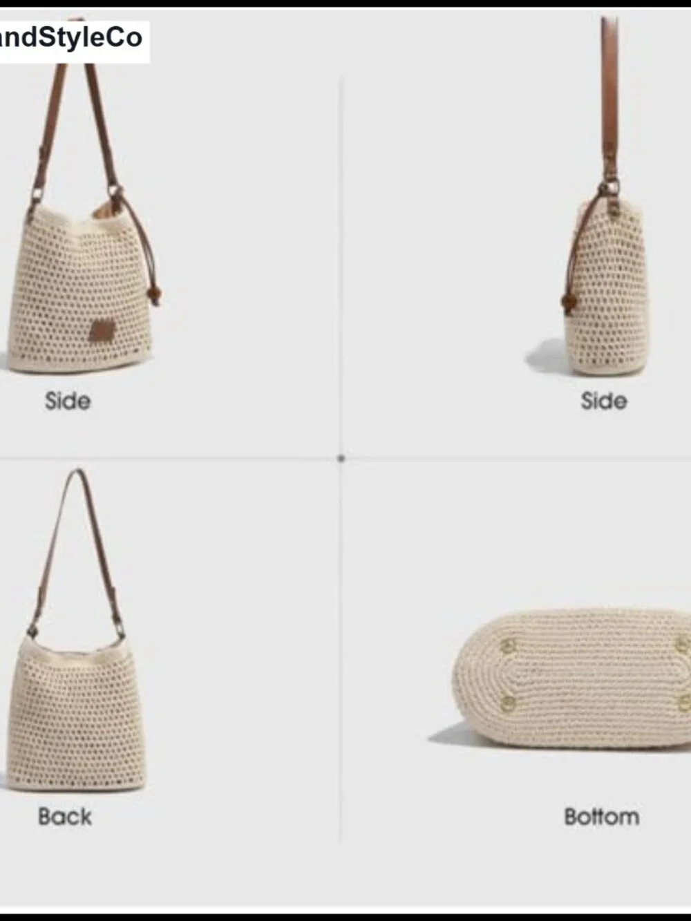 Handwoven Cotton Crochet Shoulder Bag Boho Summer Beach Purse with Zipper Pocket